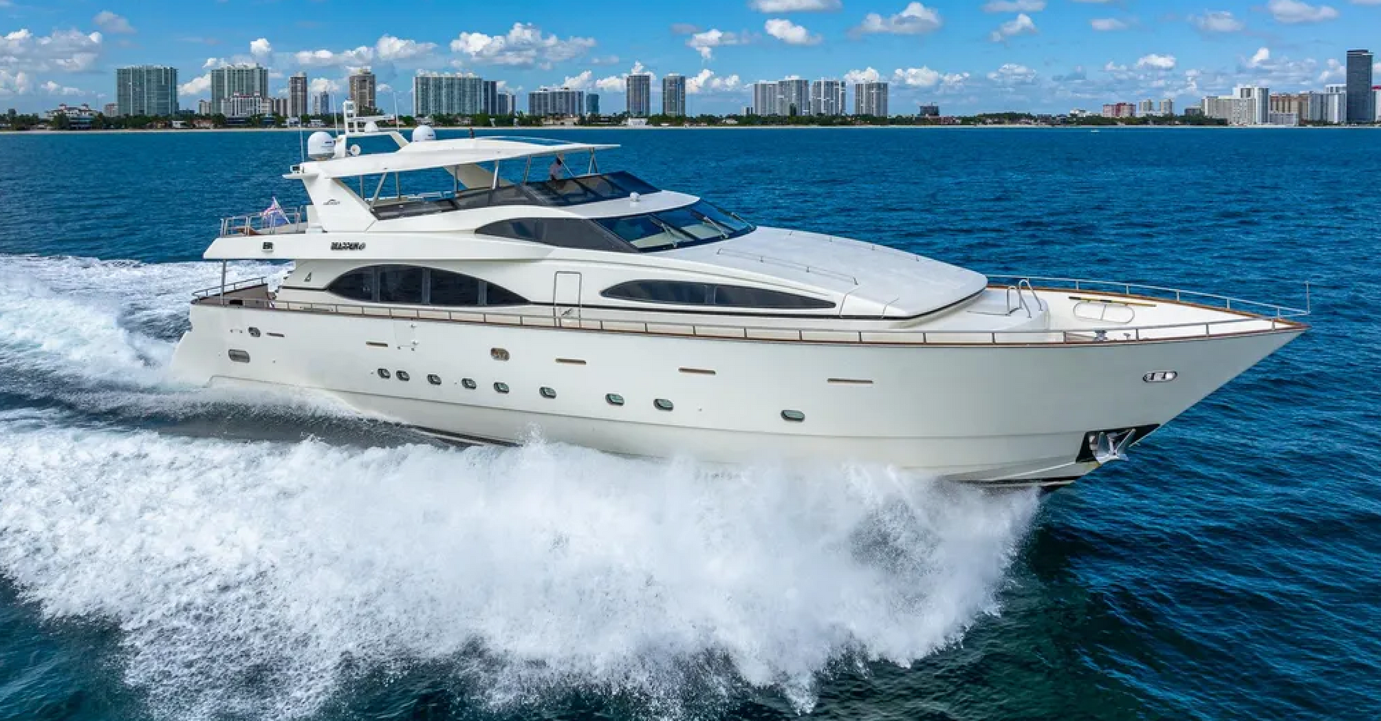The BearPaw 110ft yacht rental in Miami on Biscayne Bay