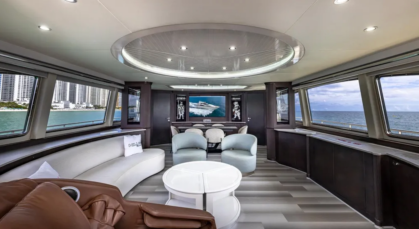 The BearPaw 110ft Miami yacht charter for sandbar and sunset cruises