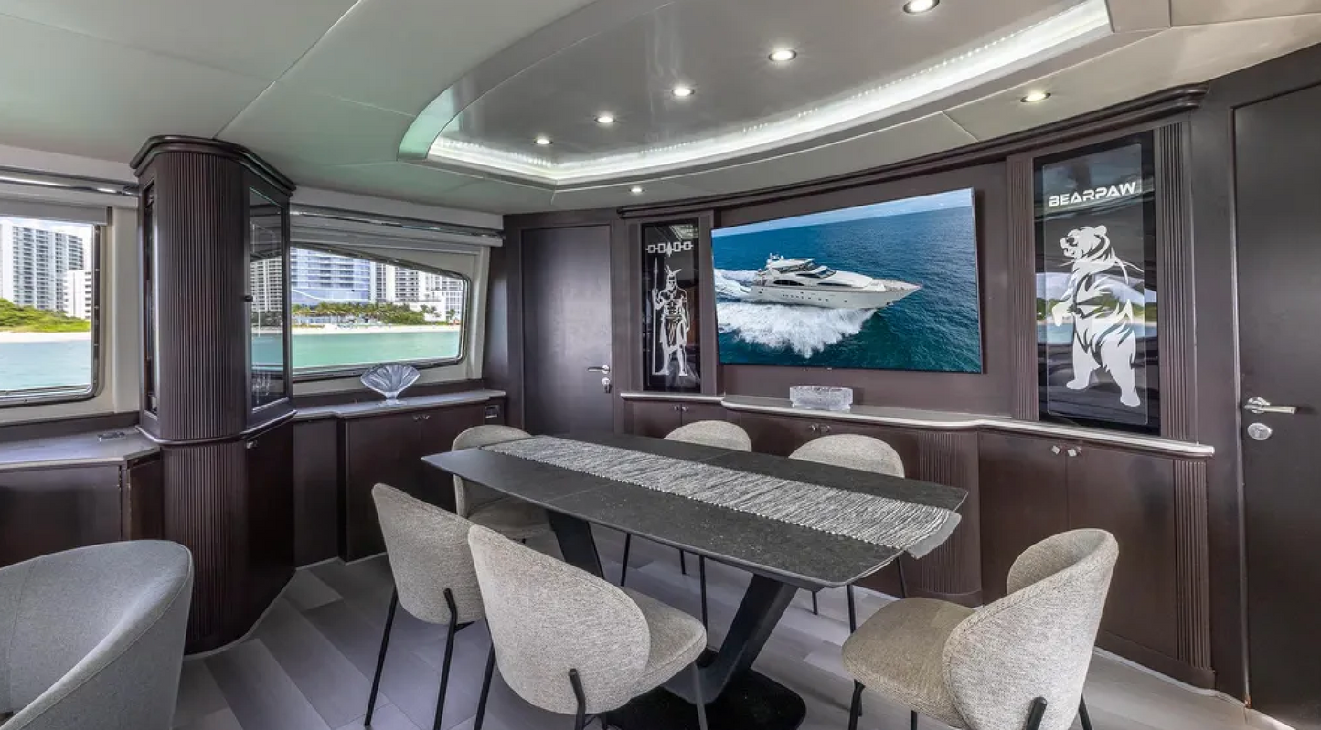 The BearPaw 110ft Biscayne Bay yacht charter with Miami Beach views