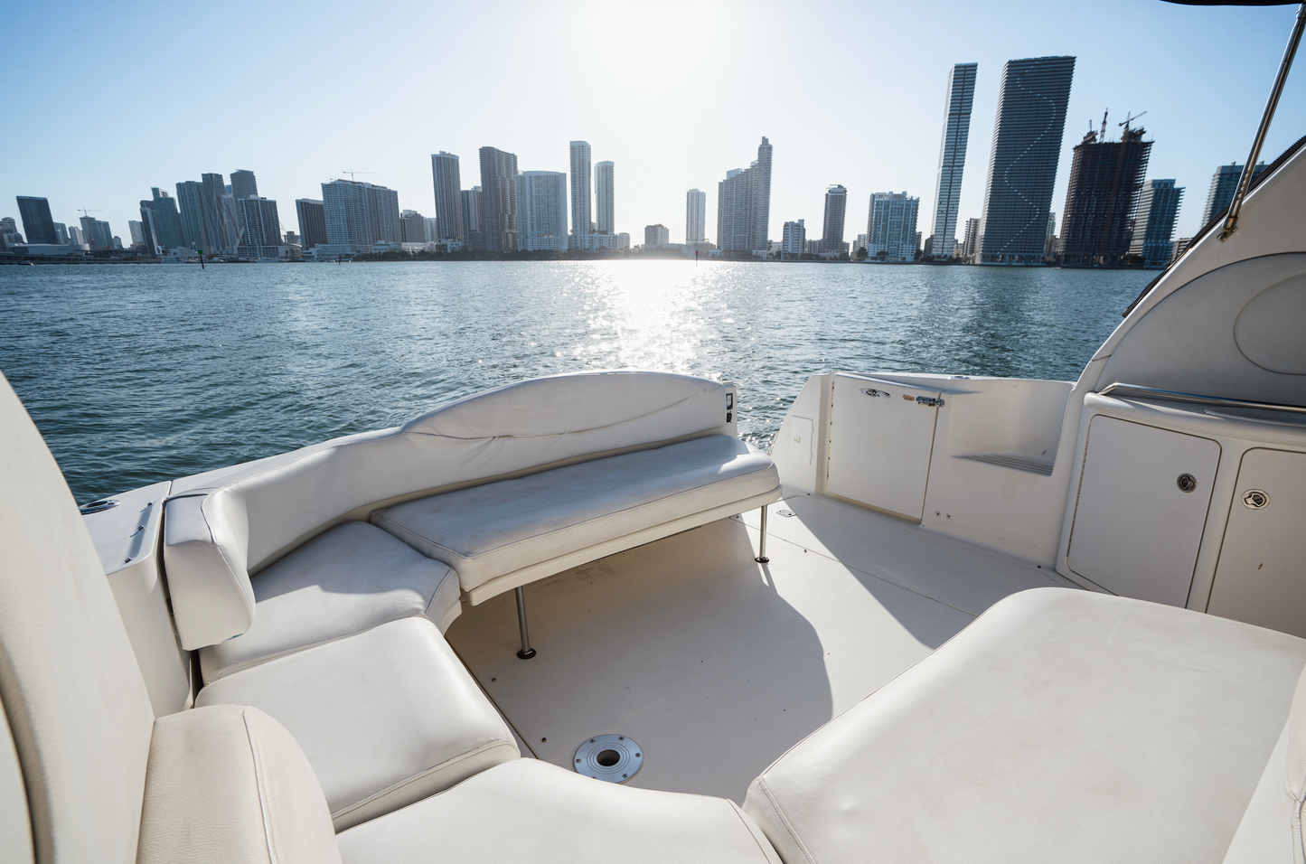 The Gem 45ft Biscayne Bay yacht charter with Miami Beach views