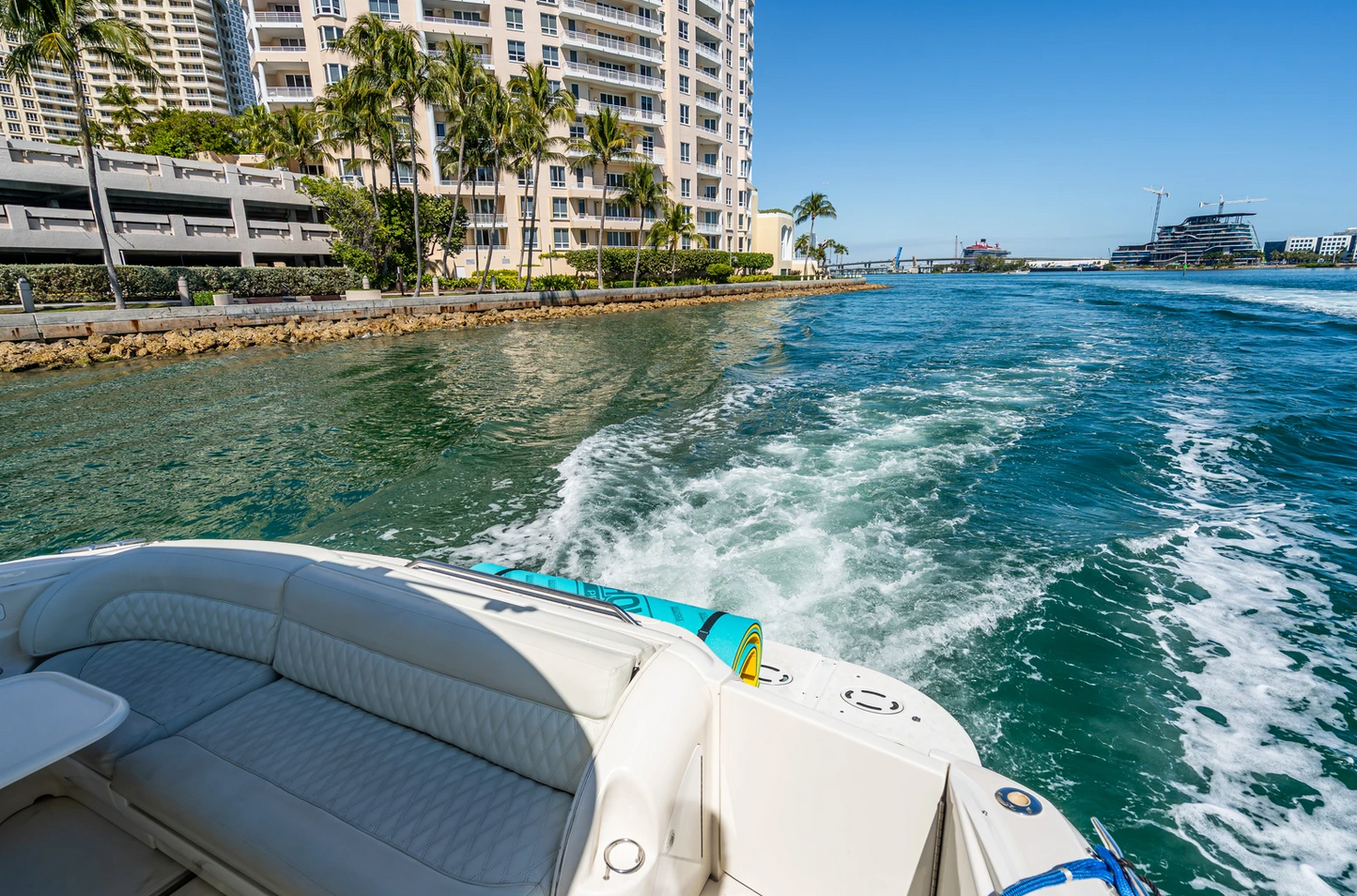 60ft luxury yacht rental Miami with skyline views