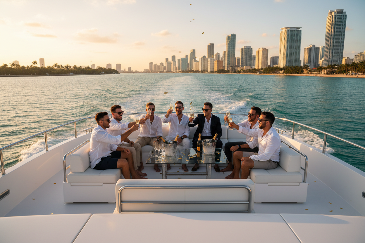 Bachelor party yacht charter cruising in Miami