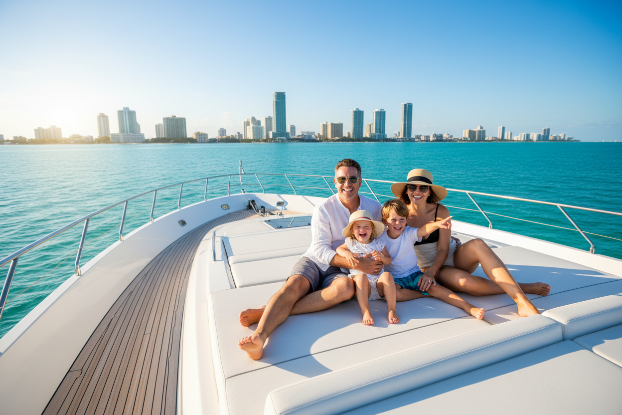 Family yacht trip on a private Miami yacht rental