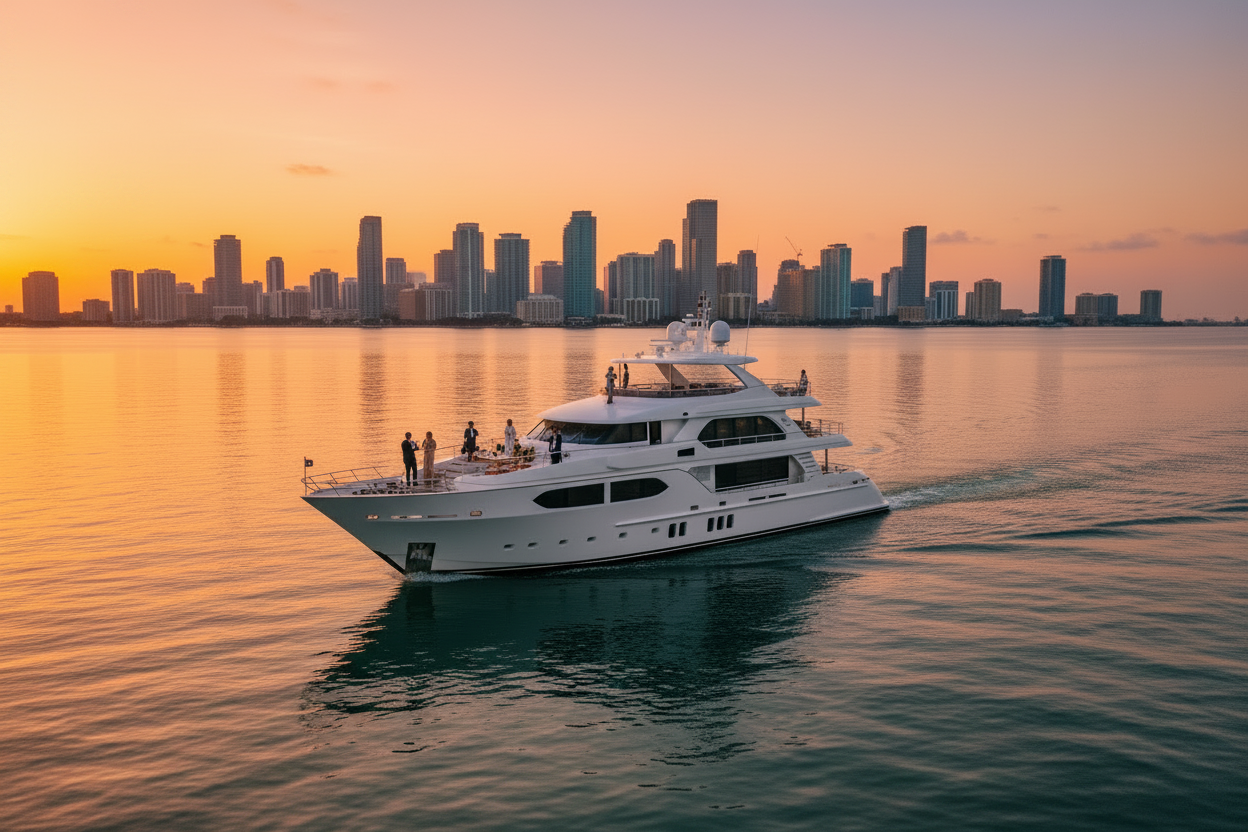 Luxury yacht rental Miami with premium private yacht views