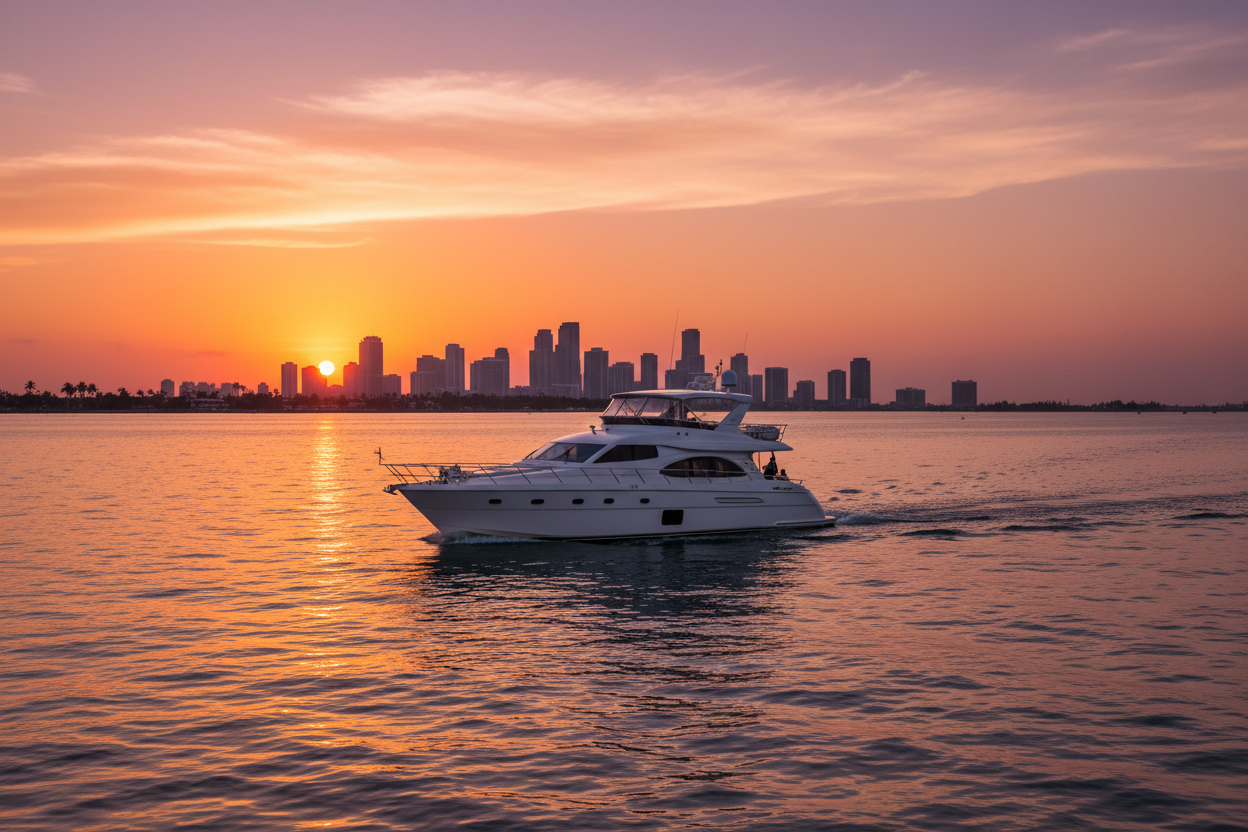 Sunset yacht cruise in Miami aboard a private yacht
